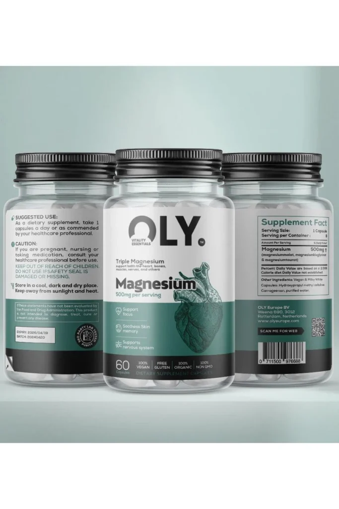 Triple Magnesium 500mg – Comprehensive Magnesium Support | OLY | 60 Capsules - product photo 1, HEALTH & Vitamins & Minerals.