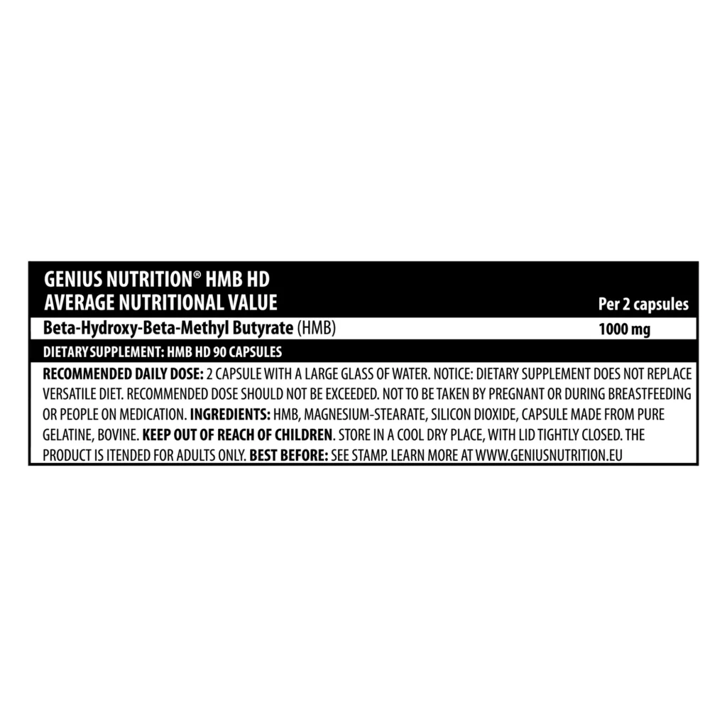 HMB HD – Muscle Protection Formula | Genius Nutrition | 90 Capsules - product photo 1, Amino Acids & SPORT.