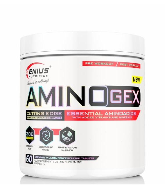 Aminogex – Potent Amino Acid Complex | Genius Nutrition | 300 Tablets | Clinical-Grade Longevity Protocol, Amino Acids & SPORT supplement.