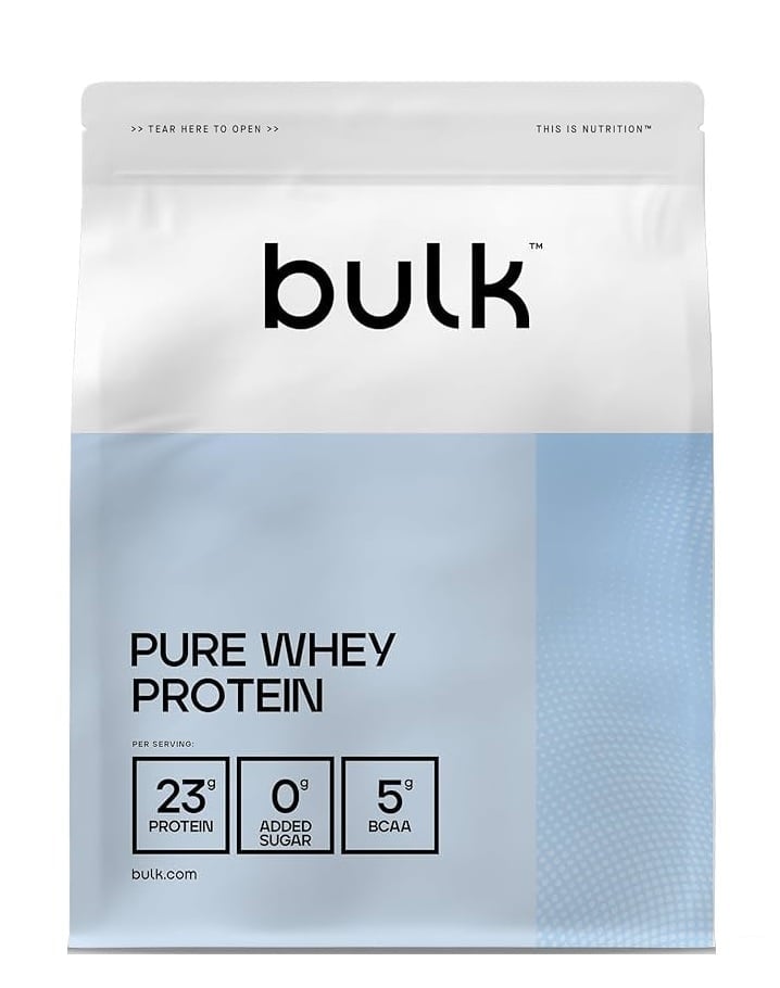 Bulk™ Pure Whey Protein 1kg pakuotė – natūralaus skonio išrūgų baltymų koncentratas be priedų.