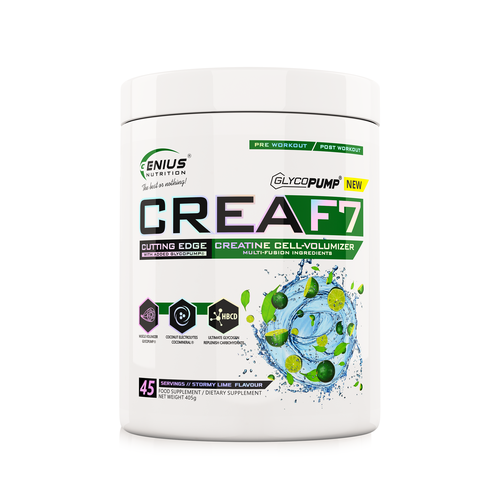 CreaF7 – Professional 6-Type Creatine Pump Blend | Genius Nutrition | 405g (45 Servings) - product photo 1, Creatine & SPORT.