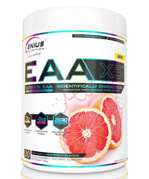 EAA-X5 – Complete Essential Amino Acid Blend | Genius Nutrition | 360 g | Clinical-Grade Longevity Protocol, Amino Acids & SPORT supplement.