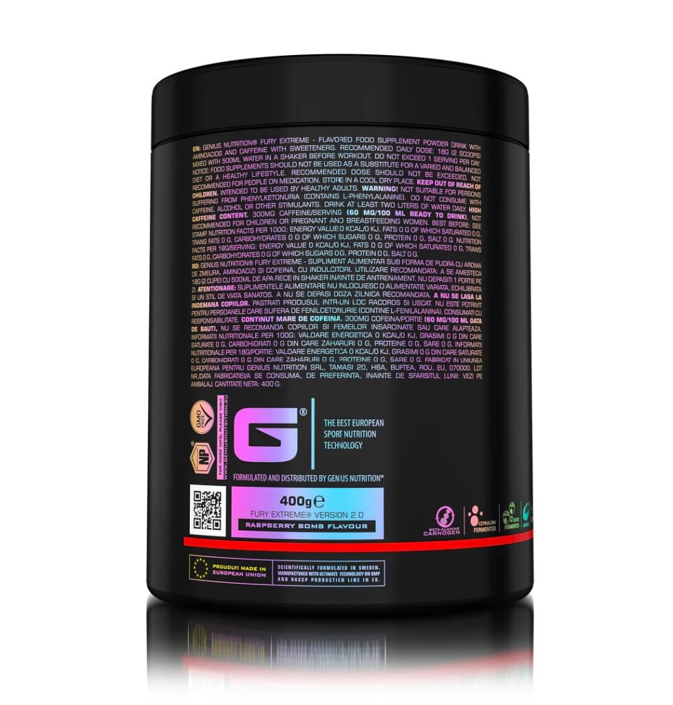 Fury Extreme – Advanced Pre-Workout Supplement | Genius Nutrition | 400g - product photo 2, Pre-Workout & Energy & SPORT.