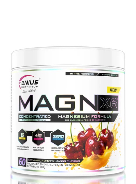 MAGN-X6 – Premium Magnesium Complex | Genius Nutrition | 300g (60 Servings) | Clinical-Grade Longevity Protocol, HEALTH & Vitamins & Minerals supplement.