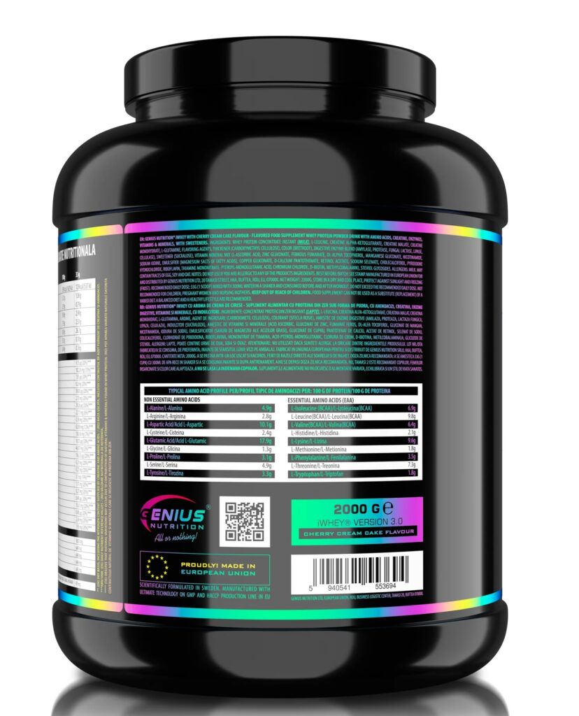 iWhey Protein with Creatine & Vitamins – Cookies and Cream Flavor | Genius Nutrition | 2000g - product photo 4, Protein & SPORT.
