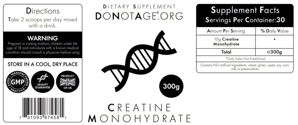 Creatine Monohydrate – Premium Performance Powder | DoNotAge | 300g - Science-Backed Performance Creatine Monohydrate – Premium Performance Powder | DoNotAge | 300g - product photo 1, Creatine & SPORT.