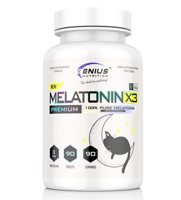 Melatonin X3 – 3mg Nighttime Sleep Support | Genius Nutrition | 90 Tablets | Clinical-Grade Longevity Protocol, SLEEP supplement.