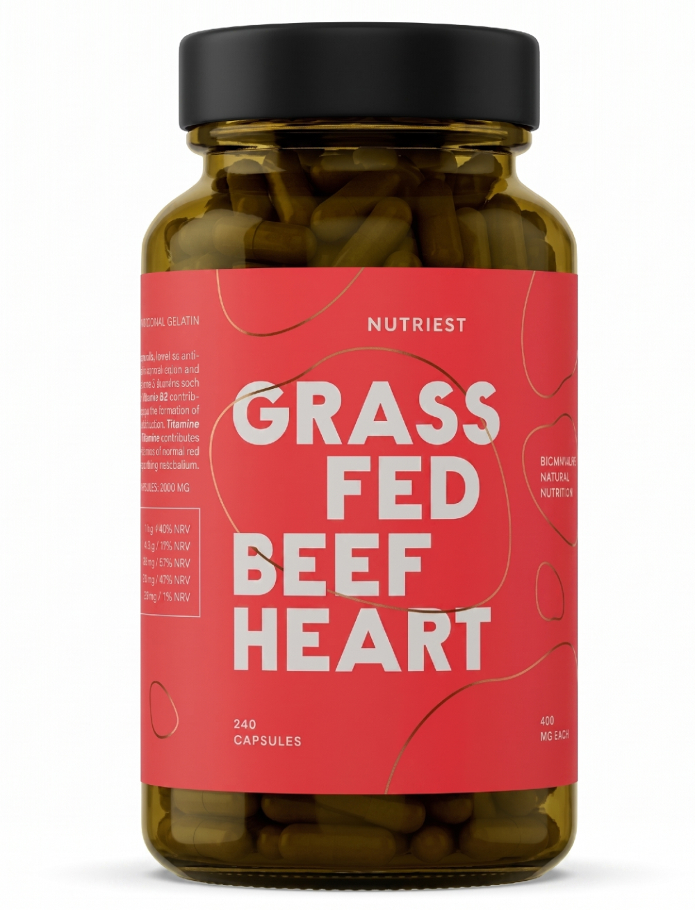 Grass Fed Beef Heart Supplement – Pure Nutrient Support | Nutriest | 240 Capsules | Clinical-Grade Longevity Protocol, Ancestral Beef Organs & HEALTH supplement.