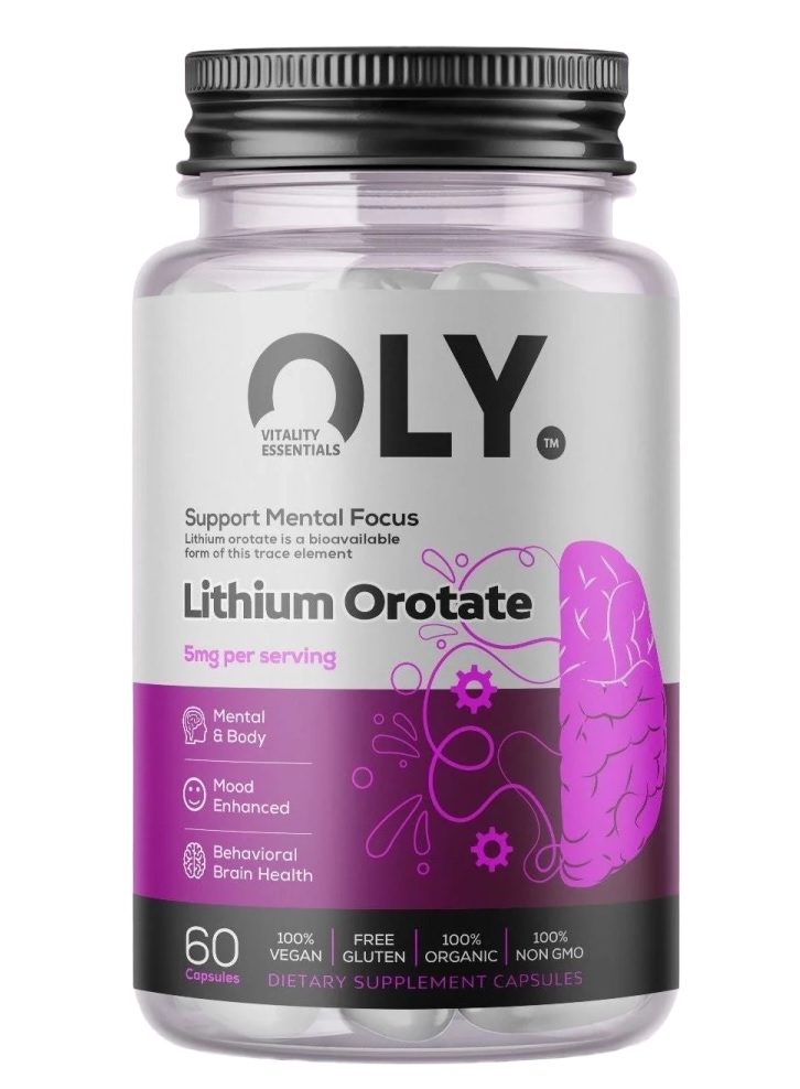 Lithium Orotate – Pure Supplement 5mg | OLY | 60 Capsules | Clinical-Grade Longevity Protocol, HEALTH & Nervous System & Stress supplement.