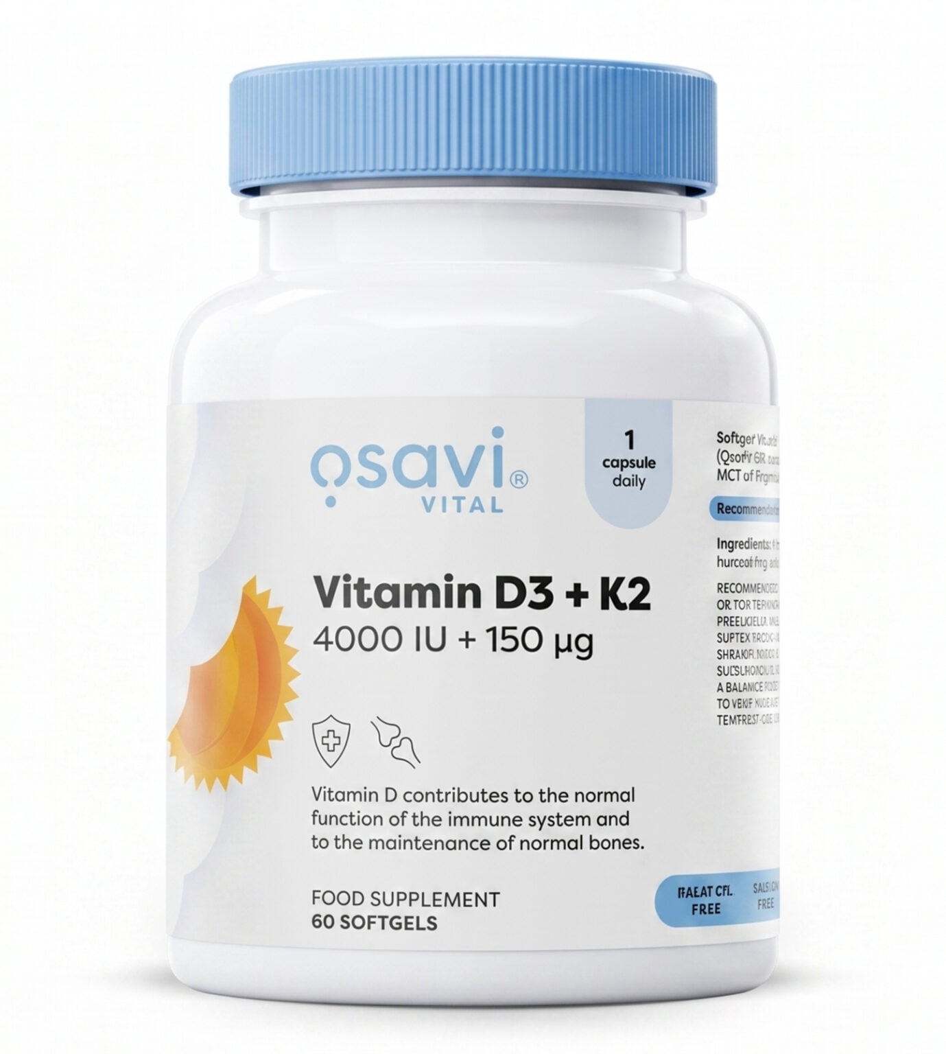 Vitamin D3 + K2 4000 IU + 150 mcg – Advanced Nutrient Synergy | OSAVI | 60 Softgels | Clinical-Grade Longevity Protocol, HEALTH & Vitamins & Minerals supplement.