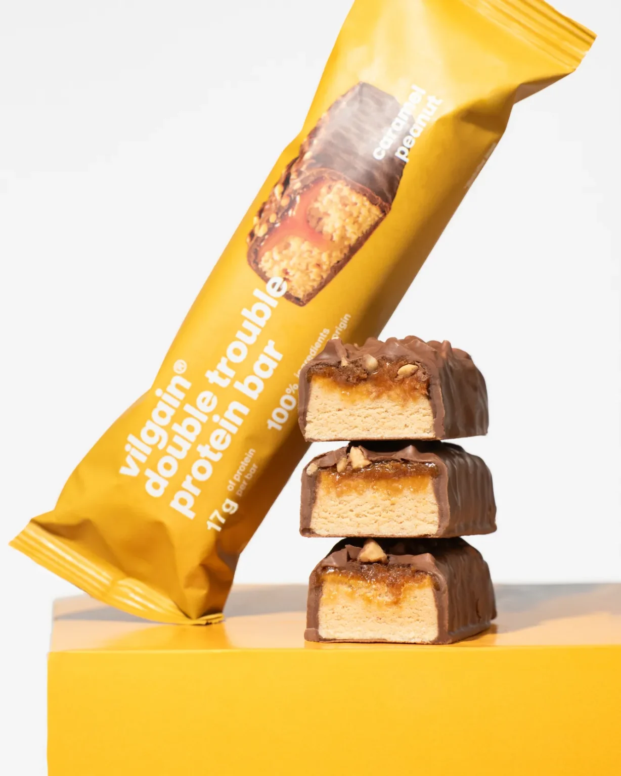 Vilgain Double Trouble Protein Bar – Salted Caramel Peanut | Vilgain | 55g - Science-Backed Performance Vilgain Double Trouble Protein Bar – Salted Caramel Peanut | Vilgain | 55g | Clinical-Grade Longevity Protocol, FUNCTIONAL FOOD & Protein Snacks & Sweets supplement.