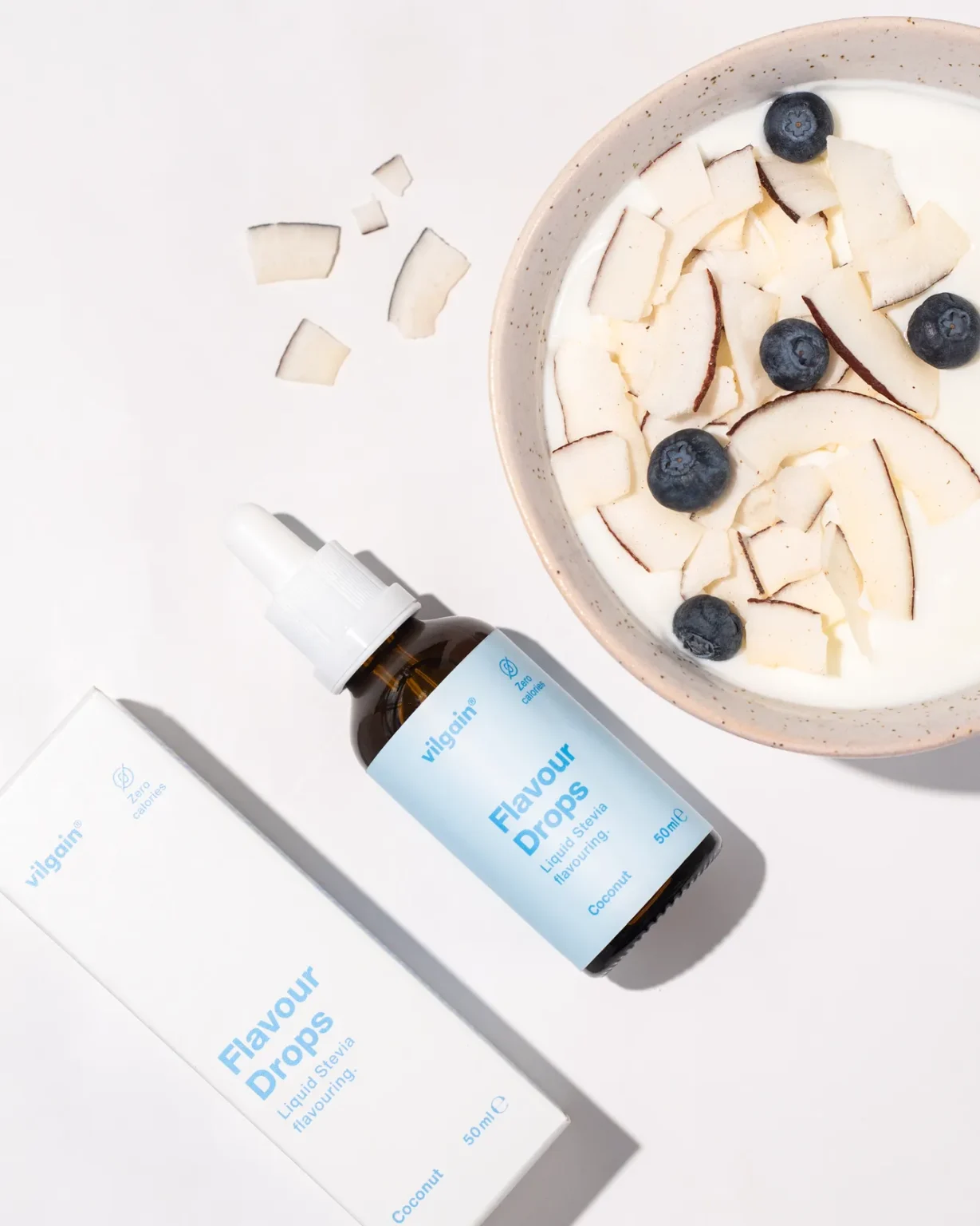 Vilgain Flavour Drops Coconut 50ml gardus užkandis kasdieniam energijos balansui.