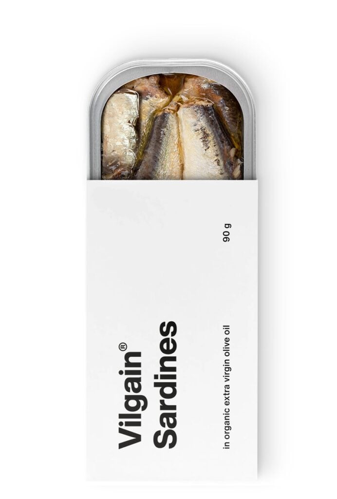 Vilgain sardinės nuosavose sultyse, 120 g skardinė, sveikas užkandis su Omega-3.