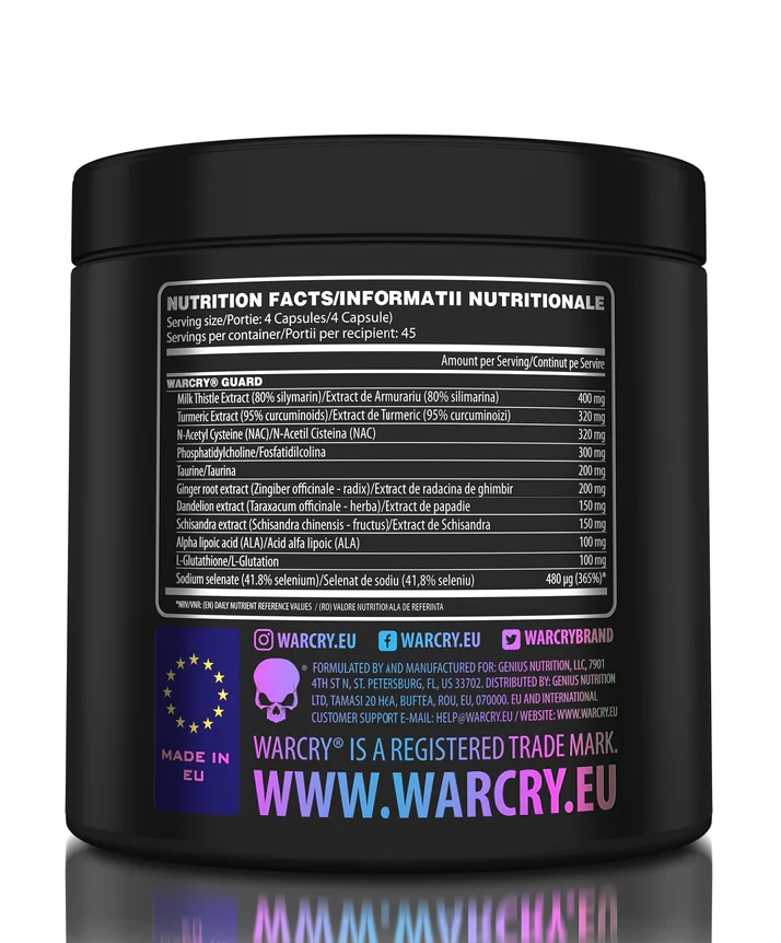 Warcry Guard – Advanced Detoxification Formula | Genius Nutrition | 180 Capsules - product photo 1, Gut Health & Probiotics & HEALTH.